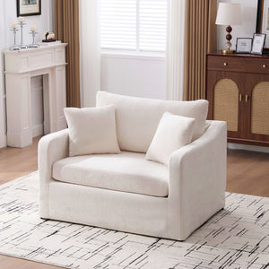 Farmhouse Accent Chair With 2 Bolster Pillows