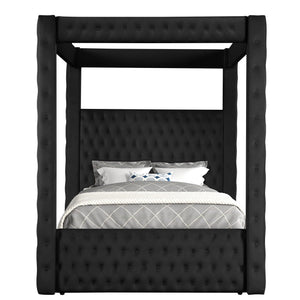 Modern 4 Poster Bed With Tufted Headboard And Footboard