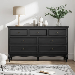 7 Drawer Dresser, Storage Chest - Black