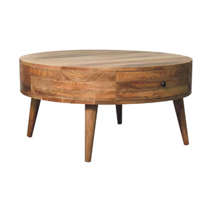 Solid Wood Odyssey Coffee Table, 2-Drawers, Oak-ish