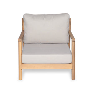 Patio Acacia Wood Chat Set, Club Chair + Coffee Table with Water-resistant Cushion