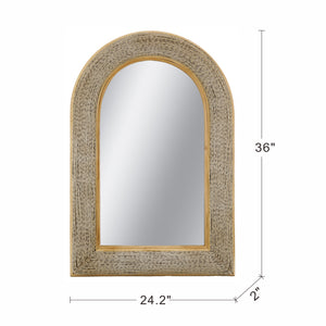 24.2"x36" Woven Texture Decorative Arched Mirror