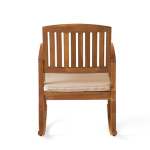 Acacia Wood Patio Outdoor Rocking Chair with Cushions