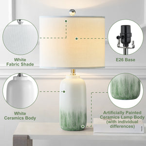 23-Inch Modern Green Ceramic Table Lamp