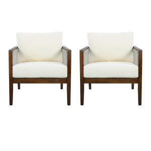 Outdoor Club Chairs (Set of 2), Acacia Wood Frame with Rope Back, Water-Repellent