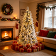 7 FT Pre-Lit Flocked Artificial Christmas Tree with LED Lights