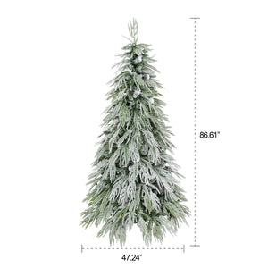 7 FT Pre-Lit Flocked Artificial Christmas Tree with LED Lights - view 3