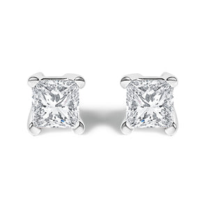 14K White Gold 1/2 Cttw Princess Cut Lab Grown Diamond Solitaire Stud Earrings (F-G Color, VS2-SI1 Clarity)