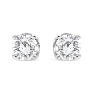 14K White Gold 3/4 Cttw Lab Grown Diamond 4-Prong Classic Stud Earrings (F-G Color, VS2-SI1 Clarity)