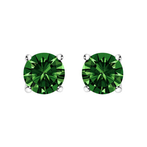 14K White Gold 1.0 Cttw Lab Grown Green Diamond Classic Solitaire Stud Earrings