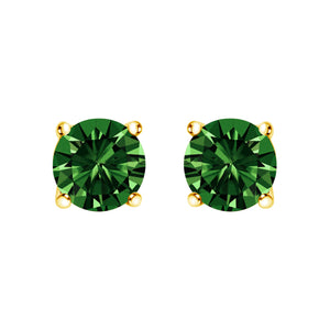 14K White Gold 1.0 Cttw Lab Grown Green Diamond Classic Solitaire Stud Earrings