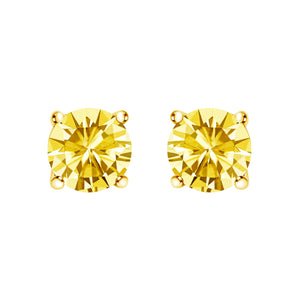 14K White Gold 1.0 Cttw Lab Grown Yellow Diamond Solitaire Stud Earrings (Yellow Color, VS2-SI1 Clarity)