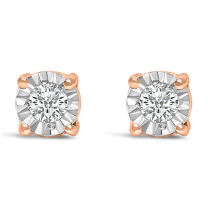 .925 Sterling Silver 1/10 Cttw Round Brilliant-Cut Lab Grown Diamond Miracle-Set Stud Earrings (F-G Color, VS1-VS2 Clarity)
