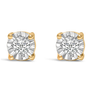 .925 Sterling Silver 1/10 Cttw Round Brilliant-Cut Lab Grown Diamond Miracle-Set Stud Earrings (F-G Color, VS1-VS2 Clarity)