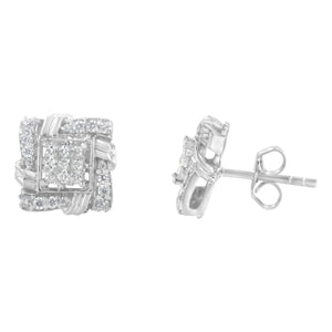 .925 Sterling Silver 1/2 Cttw Round-Cut Diamond Stud Earrings (I-J Color, I1-I2 Clarity)