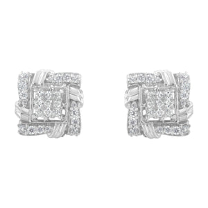 .925 Sterling Silver 1/2 Cttw Round-Cut Diamond Stud Earrings (I-J Color, I1-I2 Clarity)