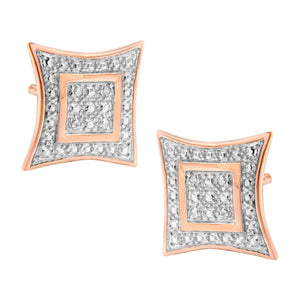 .925 Sterling Silver Diamond Accented 4-Stone Four Pointed Star Shaped Halo-Style Stud Earrings (H-I Color, I2-I3 Clarity)