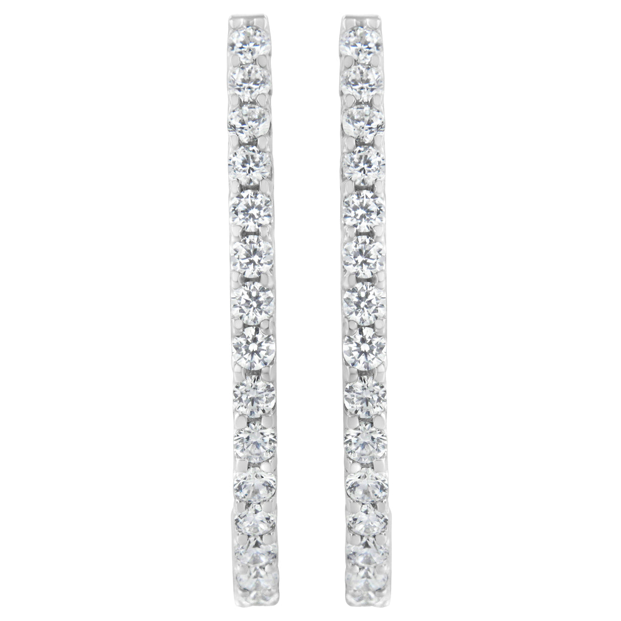 14K White Gold 2.0 Cttw Round Brilliant Cut Diamond Oblong Hinged Leverback Hoop Earrings (I-J Color, I1-I2 Clarity)