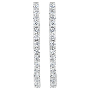 14K White Gold 2.0 Cttw Round Brilliant Cut Diamond Oblong Hinged Leverback Hoop Earrings (I-J Color, I1-I2 Clarity)