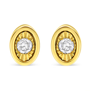 10K Yellow Gold Plated .925 Sterling Silver 1/10 Cttw Miracle-Set Diamond Circle Shape Stud Earrings (K-L Color, I2-I3 Clarity)
