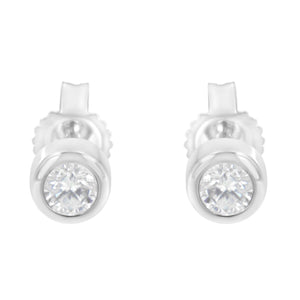 10K White Gold 1/5 Cttw Round Brilliant-Cut Near Colorless Diamond Bezel-Set Stud Earrings (H-I Color, I1-I2 Clarity)