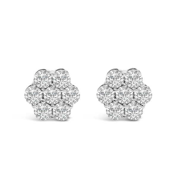 14KT White Gold 1 cttw Diamond Composite Stud Earrings (I-J, SI2-I1)
