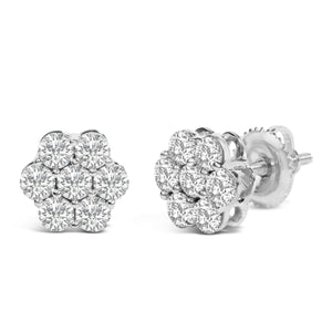 14KT White Gold 1 cttw Diamond Composite Stud Earrings (I-J, SI2-I1)
