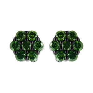.925 Sterling Silver 1/4 Cttw Treated Yellow Diamond Floral Stud Earrings (Yellow Color, I1-I2 Clarity)