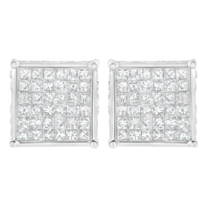 10K White Gold 2ct TDW Princess-Cut Composite Diamond Stud Earring (I-J ,I2-I3)