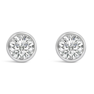 14K White Gold 1.0 Cttw Lab Grown Diamond Screw-Back Classic Bezel Solitaire Stud Earrings (G-H Color, VS2-SI1 Clarity)