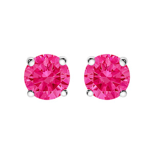 10K White Gold 1/2 Cttw Lab Created Round Brilliant Cut Pink Diamond Classic 4-Prong Solitaire Stud Earrings (Fancy Pink Color, VVS2-VS1 Clarity)