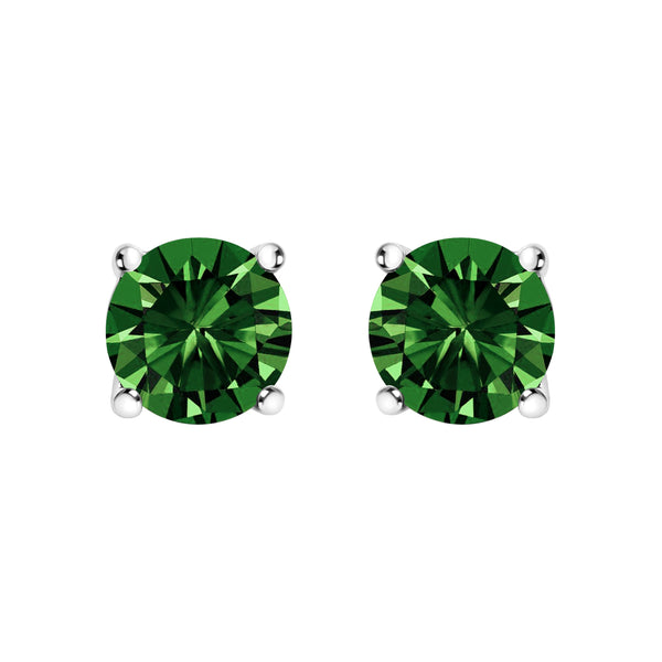 14K White Gold 1.0 Cttw Lab Grown Green Diamond Classic Solitaire Stud Earrings