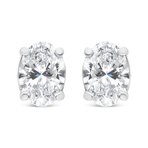 14K White Gold 1.00 Cttw Lab Grown Oval Solitaire Diamond Stud Earrings (F-G Color, VS2-SI1 Clarity)