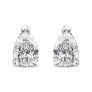 14K White Gold 1/2 Cttw Pear Shape Solitaire Lab Grown Diamond Stud Earrings (F-G Color, VS2-SI1 Clarity)