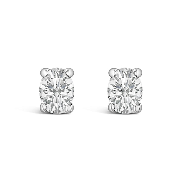 14K White Gold 1/4 Ctw Oval Lab-Grown Diamond Solitaire Stud Earrings