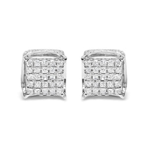 10K White Gold 1/2 Cttw Princess Cut Diamond Square Shaped Multi Stone Stud Earrings (H-I Color, SI1-SI2 Clarity)
