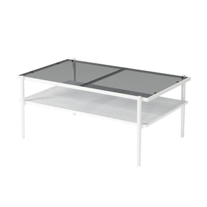 Rectangle Coffee Table With Tempered Glass Top And Legs, Modern Table For Living Room