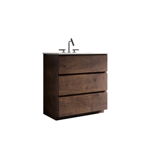 TIA 30" Walnut Bathroom Vanity with Ceramic Sink