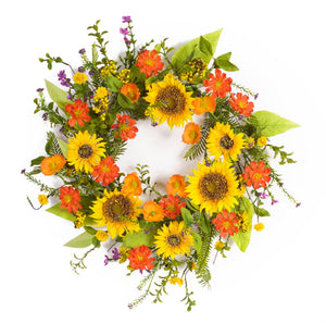 Mixed Sunflower Floral Wreath 22" Diameter