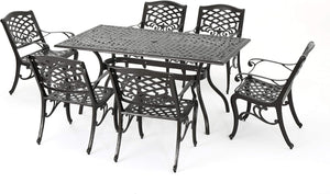 Ravenna 6-Person Metal Patio Dining Set with Rectangular Table