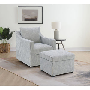 Merced - Upholstered Sloped Arm Accent Swivel Chair With 360 Degree Swivel Base - Gray