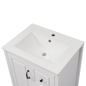 Retro Bathroom Vanity With Sink, Soft Closing Cabinet & Drawers