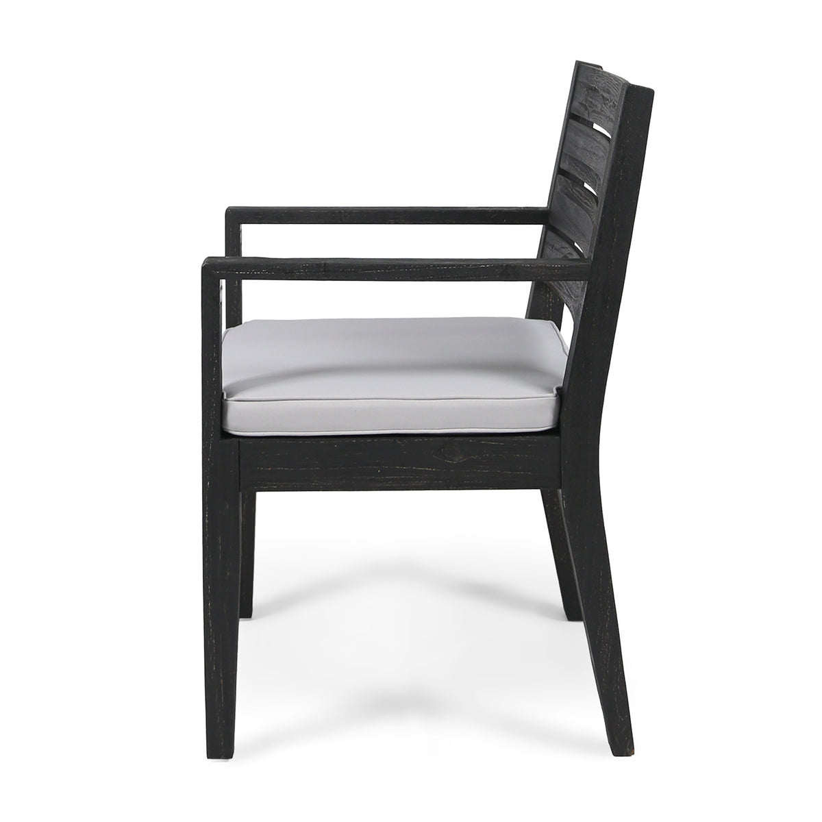 Outdoor Dining Chair Set of 2 with Curved Acacia Wood Arms