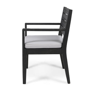 Outdoor Dining Chair Set of 2 with Curved Acacia Wood Arms