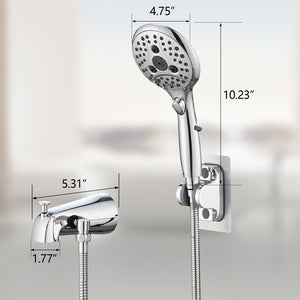 Lift-Up Diverter Bathtub Faucet with 6 Settings Handheld Shower