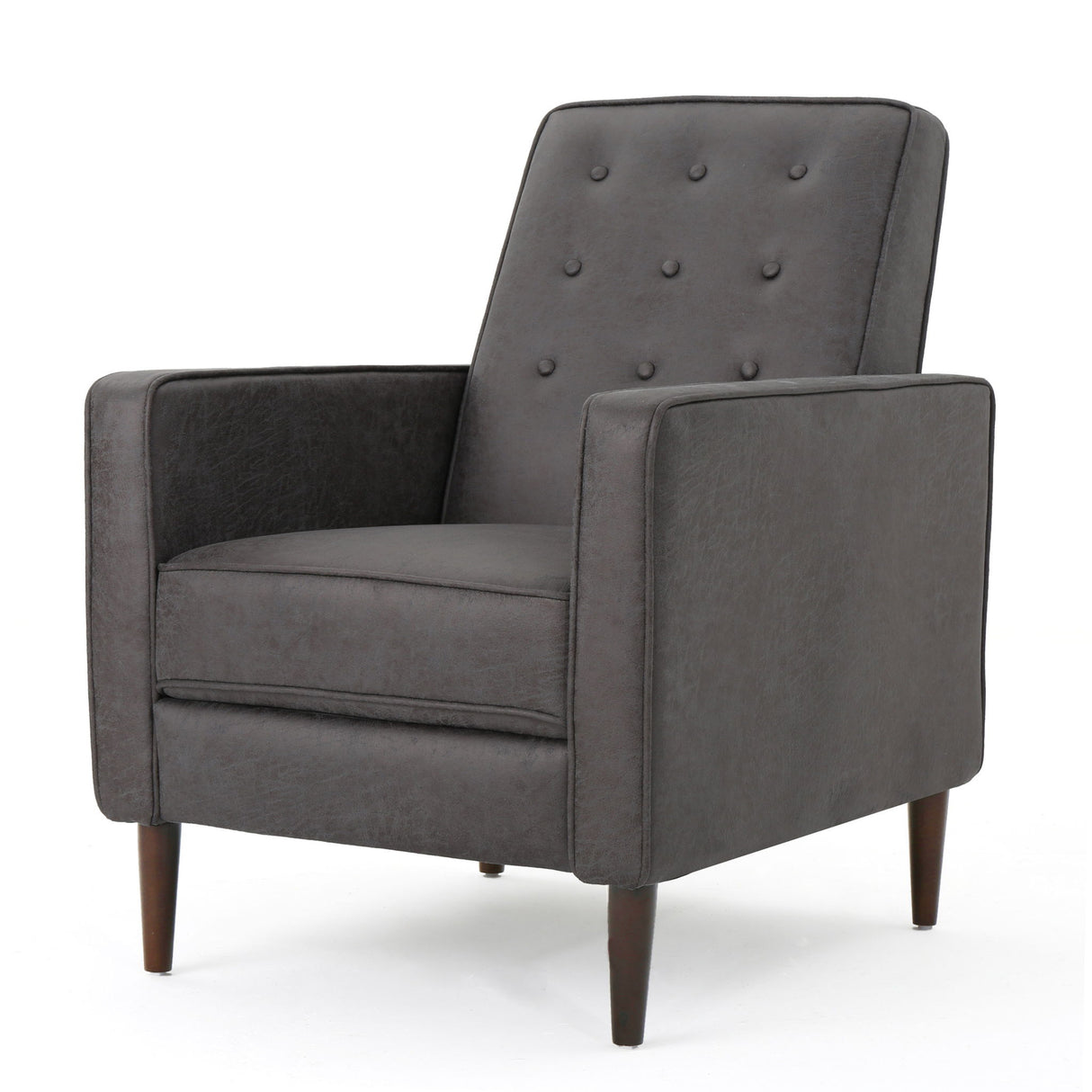 Macedonia - Mid Century Modern Button Tufted Fabric Recliner - Slate