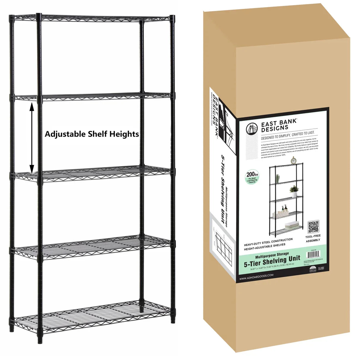 Assembled Metal Storage Shelving Unit - 3 Sizes & 2 Colors!