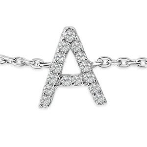 10K White Gold Diamond Accent "A" Initial Charm and Link Bracelet