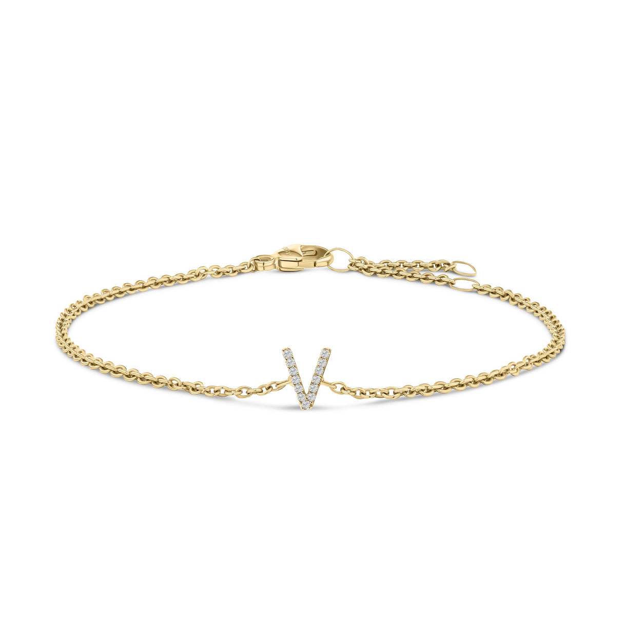 10K White Gold Diamond Accent "A" Initial Charm and Link Bracelet