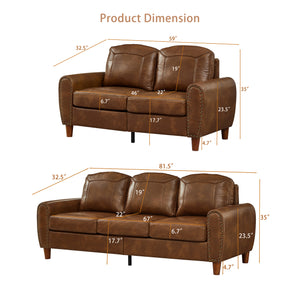Breathable Faux Leather Sofa For Living Room